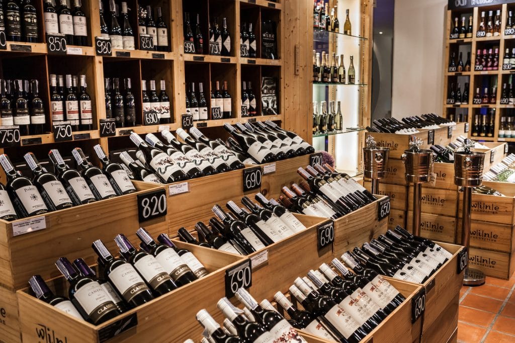 Boutique de bouteilles de vin en gros